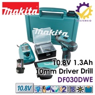 Makita DF030DWE, 10.8v 1.3ah 10mm (3/8") Cordless Driver Drill