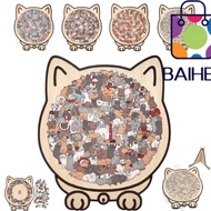 BAIHEE Morandi-colored Cat-shaped Puzzle,|Color 135-piece Cat Wooden Jigsaw Puzzle, Cat Puzzle Ornam