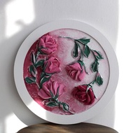 Roses, round 3D rose painting, home decor, texture painting.