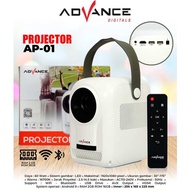 Advance AP-01 Mini Projector Portable Android TV 1080P Smart Projector HP/TV Android 9.0 Bergaransi