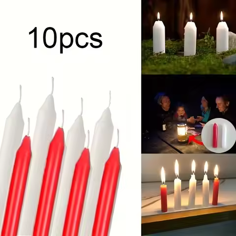 10Pcs Emergency Lighting Small Candles Household Cylindrical Candles Bar Western Restaurant Atmosphe