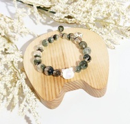 萌萌清新貓喵頭 -  天然聚寶盆綠幽靈水晶手鍊