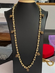 สร้อยคอโซ่ยาวพร้อมลูกบอลโบราณ Long chain necklace with antique balls. Gold plated. New design. Uniqu