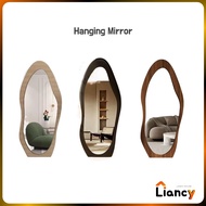 Hanging Mirror Full Length Vintage Wall Mirror Dressing Mirror Living Room Arc Irregular Wood