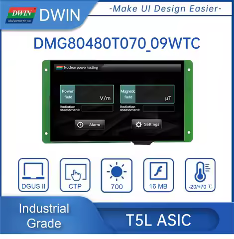 LCD High Brightness 7 Inch DWIN 7 Inch High Brightness LCD Arduino ESP32 Display 800*480 RS232 Indus