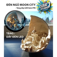 Unique and lovely 3D printed Moon City night light, meaningful gift