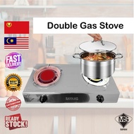 SAYANG DUAL GAS STOVE STAINLESS STEEL INFRARED BURNER DOUBLE GAS STOVE/DOUBLE DAPUR/COOK
