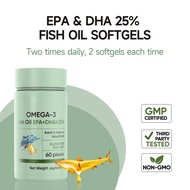 Omega-3 Fish Oil Capsules EPA+DHA ≥ 25% Fish Oil Supplement 60 Capsules