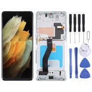 จอ OLED LCD สำหรับ Samsung Galaxy S21อัลตร้า5G SM-G998B Digitizer ประกอบครบชุดพร้อมกรอบ (สีเงิน) (อะ