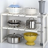 Rak Sink Dapur & Bilik Air Boleh Laras, Rak Simpanan Serbaguna untuk Periuk & Aksesori