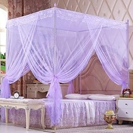 Bed Canopy Romantic Princess Lace Canopy Mosquito Net Frame for Twin Full Queen King Bed Three Side Openings (Mosquito Net Only, without Bracket),Purple,150cm (Color : Purple, Size : 180cm)