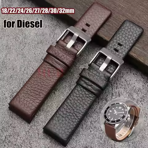 18 22mmLeather Watch Strap for Diesel Dz4323 1657 4318 DZ7312 DZ7257 Watchband 24 26 27 28 30 32mm W