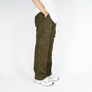 HIJAU IRISHKELLY Long Cargo Baggy Pants – Six Pockets Olive– Green Cargo