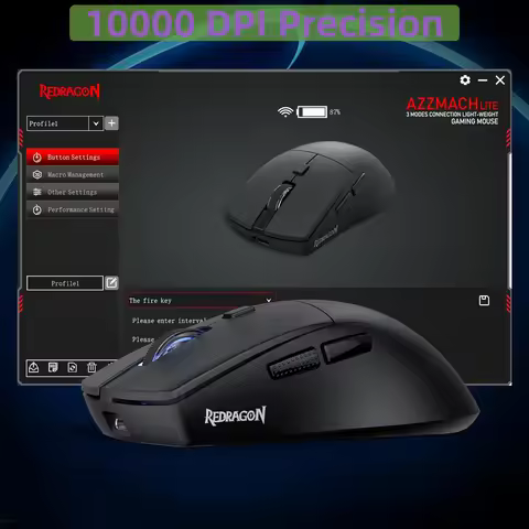 Redragon M618 LIT Wireless Gaming Mouse, 10000 DPI Optical Ergonomic Mouse with 6 Programmable Butto