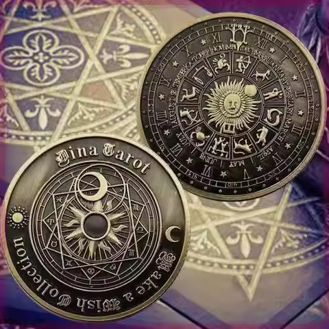 Twelve Constellations Divination Tarot Zodiac Lucky Challenge Coin Fidget Toys For Anxiety ADHD Flip
