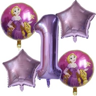 UNGU Set of 80cm purple number foil balloons, princess disney theme, tangled rapunzel, birthday part