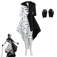 【Ready Stock🇲🇾】Cruella De Vil Cosplay Costume 2 Styles Women Gown Black White Maid Dress电影101忠狗cos库伊