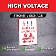 ⚠️Bahaya Signage, Danger Signage, High Voltage Signage PVC Sticker + Board