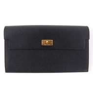 全新 ☆ 愛馬仕 Kelly Pocket 長錢包，Epsom 小牛皮，金色五金，黑色，W 印記，法國製造，女士款，帶盒子和防塵袋。