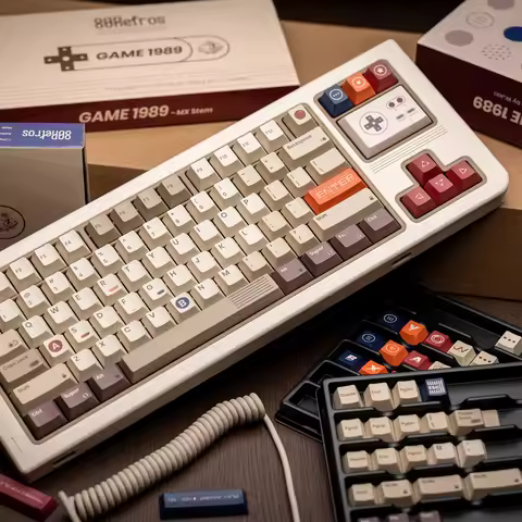 80Retros GAME 1989 Theme Keycap Set PBT Custom Retro Gray Keyboard Cap Cherry Profile Key Cap for Me