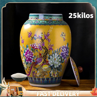 【PH Stock Fast Delivery】Porcelain rice dispenser 25kilos rice storage container big clay pot jar for