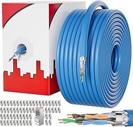 Cat 7 Outdoor Ethernet Cable 1000ft (50 RJ45), SFTP Triple Shielded Ethernet Cable Indoor, Bulk Cat7