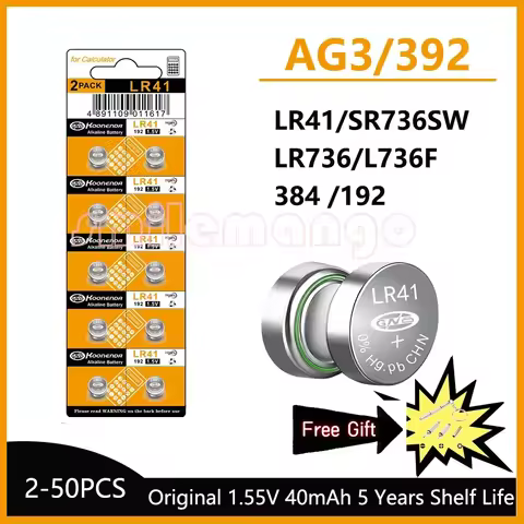 Cell Coin Lithium Battery AG3 1.55V 40mAh Button Batteries SR41 192 L736 384 SR41SW CX41 LR41 392 La