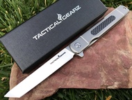 TACTICAL GEARZ Titanium Pocket Knife for EDC! Solid Tc4 Titanium Handle! D2 Steel Tanto Blade! Inclu