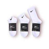 Nike White Socks Stokin Putih Cotton Socks Panjang Unisex Women Mens