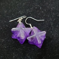 水晶耳環 - 紫晶 (梅爾卡巴款)