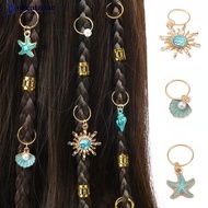 OKCATZONE 45Pcs Baroque Pearl Seashell Starfish Dreadlock Hair Rings Boho Oceanic Hair Jewelry Set f