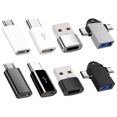 USB C OTG to C Adapter, Mini to C, Micro to C, 3-in-1 Car and Travel Phone Charger Adapter, Multifun