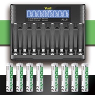 Yonii ALL8ชิ้นแบตเตอรี่1.2V NI-MH AA2800mAh/AAA ชาร์จไฟได้ถ่าน AA 3A NiMH แบตเตอรี่2A AAA พร้อมที่ชา