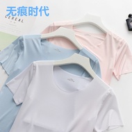 9.22 Ladies Seamless Ice Silk T-Shirt Short Sleeve Round Neck Sports Fitness Running High Elasticity