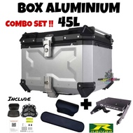 BOX ALUMINIUM 45LITER+MONORACK RAPIDO ORIGINAL HEAVY DUTY ACCESSORIES MOTOR HONDA WAVE BEAT DASH125FI ALPHA DX CX110