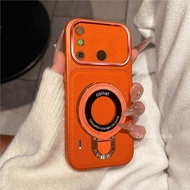 Case For Tecno Spark 6 Go Large window leather texture material anti drop phone case aesthetic metal