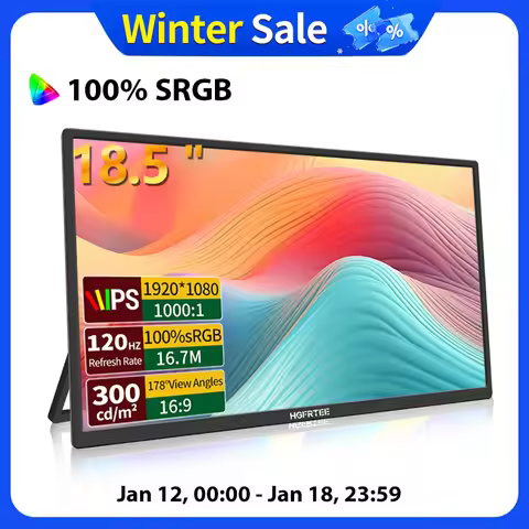 HGFRTEE 18.5inch 100Hz Portable Monitor With VESA Hole Stand PC Gaming Extended Display ADS-IPS Larg