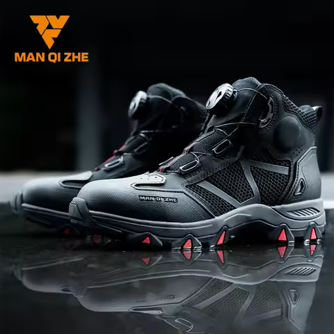 FEHER Motorcycle Boots Summer Breathable Cowhide Material Riding Shoes MQZ-604 Non-slip Rotating Lac