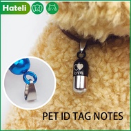 HATELI Anti Lost Pet Identity Card Dog Cat ID Tags Silver Storage Capsule Address Label Tube Holder Identity Card ID Tags Collar