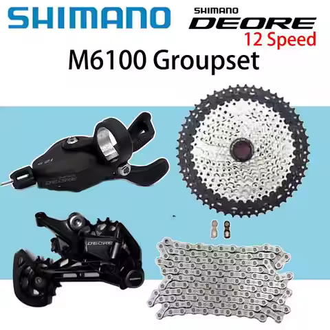 Shimano Deore M6100 12 Speed MTB Groupset - Shifter + Rear Derailleur + Sunshine 46T/50T/52T Cassett