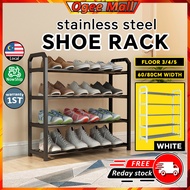 [Ready Stock] Stainless Steel Shoe Rack 4 Tier Lightweight Easy To Assemble Shoes Organizer Rak Kasu