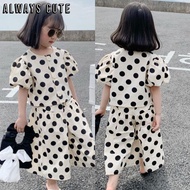 Polka dot suit ng mga bata na pang-itaas na kamiseta ng mga batang babae sa tag-araw + pantalong palda na dalawang piraso set na 3-8 taong gulang na damit ng mga bata