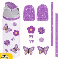 Water Bottle Accessories Set – Shiny Rhinestone Letter Pendant & Sticker – Fits 16oz / 24oz / 32oz B