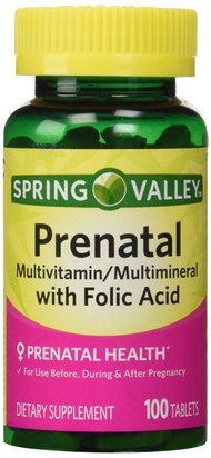 Prenatal, Multivitamin, Multimineral, 100 Tablets w. Folic Acid Spring Valley - Prenatal, Multivitam