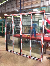 ประตูบานเลื่อนงานอลูมิเนียมสำเร็จรูปมีแบบแบ่ง4ช่องมี(ขนาดกว้าง200/210/220/230/240/250ความสูง200cmขนา