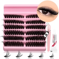 GROINNEYA Cluster Lashes Natural Eyelash Extension Cluster Natural Volume Individual Lashes