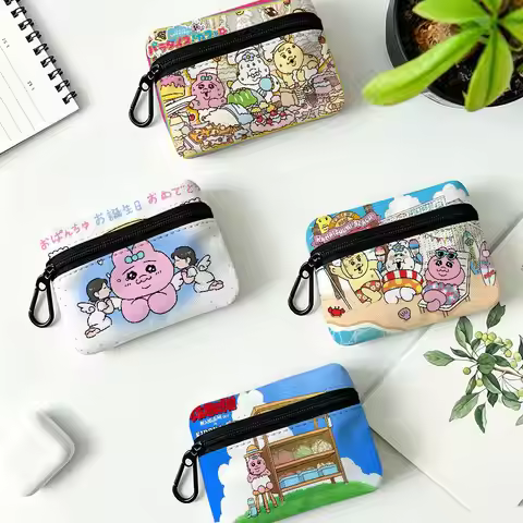 O-Opanchu U-Usagi Cute Bunny Mini Hanging Oxford Cloth Coin Bag Durable Zipper Key Card Pouch With C