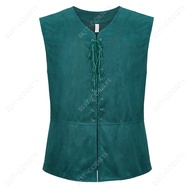 NEW Medieval Vest Man Plus Size Pirate Vest Costume Adults Men Blue Waistcoat Lace Up Vest Pirate Ha