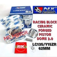 NLK PERFORMANCE LC135 Y15ZR RACING CERAMIC BLOCK 62MM ULTRA+ FORGED PISTON DOME 3.0