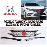 Honda Civic FC 2016-2019 diamond front grill front bumper grille with logo *ready stock*